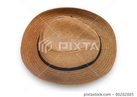 Top view of brown hat isolated on white background with clipping path. Top view of brown hat isolated on white background with clipping path. 80282885