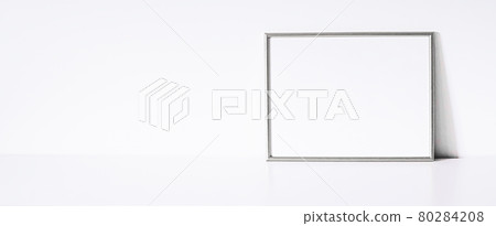 Silver frame on white furniture, luxury home decor and design for mockup, poster print and printable art, online shop showcase 80284208