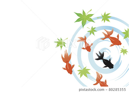 金魚和藍色秋葉的插圖 2 80285355