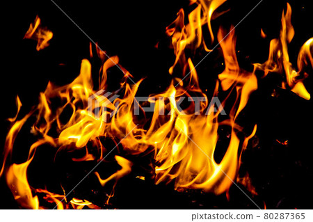Fire flames on black background. Fire flames on black background. 80287365