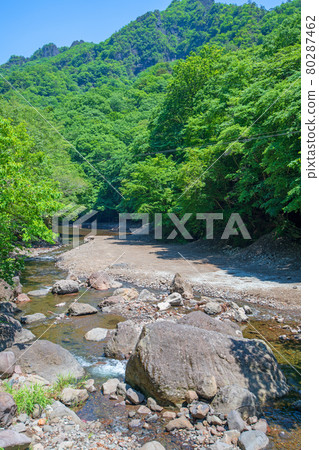 中木川，中木水壩，靠近妙義湖上游，初夏的周邊景色。 80287462