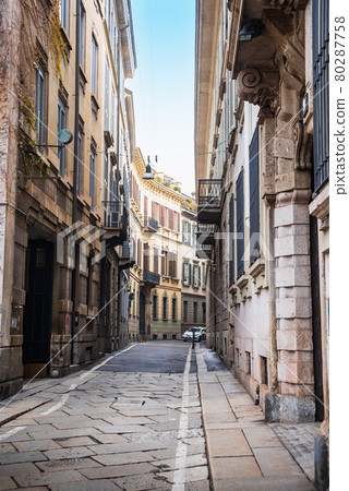 Milan alley old town vertical composition 80287758
