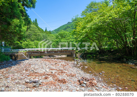 中木川，中木水壩，靠近妙義湖上游，初夏的周邊景色。 80288070