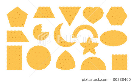 Wheat biscuit cracker tasty cookie icon set vector Wheat biscuit cracker tasty cookie icon set vector 80288460