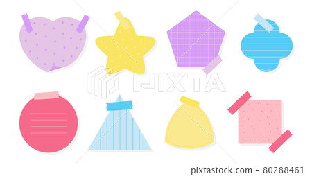 Flat colored lined paper sticker grid set vector 80288461
