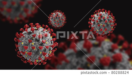 含有突變株的新型冠狀病毒細胞圖像 含有突變株的新型冠狀病毒細胞圖像 80288824