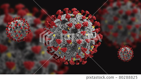 Image of new coronavirus cells containing mutant strain 80288825