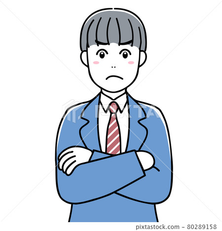 Grumpy high school boy with arms folded - Stock Illustration [80289158 ...