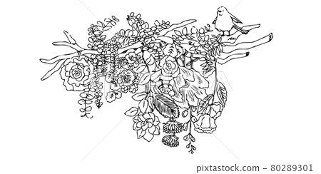 掛在樹上的花的插圖 80289301