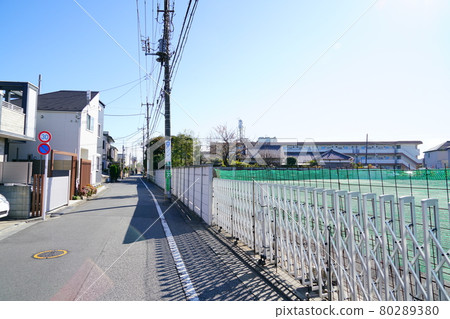 School roads and fences in a residential area of Tokyo School roads and fences in a residential area of Tokyo 80289380
