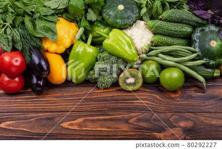 Eco shopping paper bag with fresh vegetables. Grocery delivery service Eco shopping paper bag with fresh vegetables. Grocery delivery service 80292227