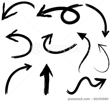 Set of hand drawn arrow doodles on white background 80293080
