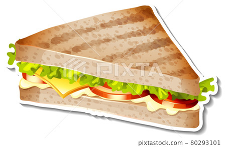 Grilled sandwich sticker on white background Grilled sandwich sticker on white background 80293101