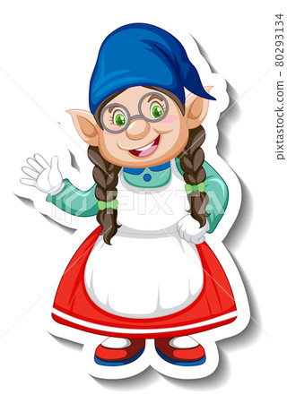 A sticker template with garden gnome or dwarf cartoon chracter A sticker template with garden gnome or dwarf cartoon chracter 80293134