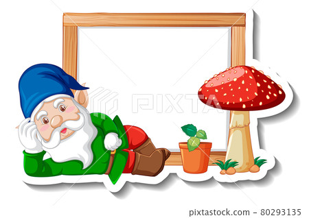 A sticker template with garden gnome or dwarf cartoon chracter A sticker template with garden gnome or dwarf cartoon chracter 80293135