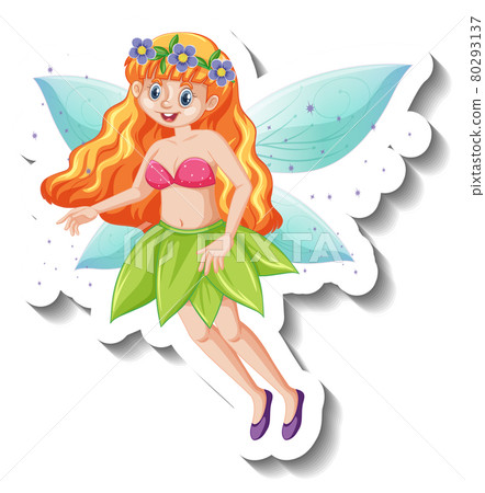 A sticker template with a beautiful fairy cartoon character A sticker template with a beautiful fairy cartoon character 80293137
