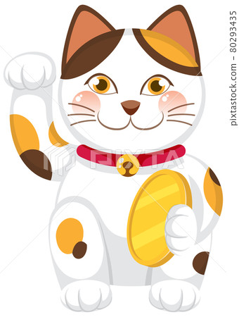 Japanese lucky cat maneki neko cartoon character isolated Japanese lucky cat maneki neko cartoon character isolated 80293435