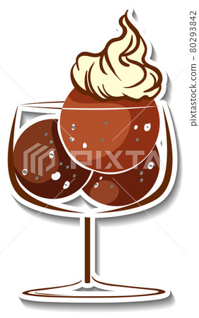 Chocolate ice-creame with whipped cream in the glass bowl sticker 80293842