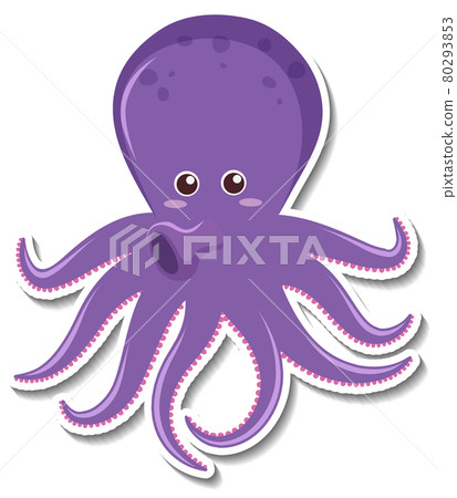 Cute octopus cartoon character sticker 80293853