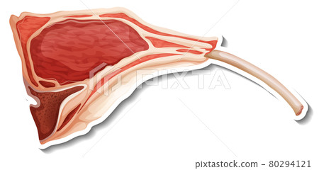 Lamp chop steak sticker on white background Lamp chop steak sticker on white background 80294121