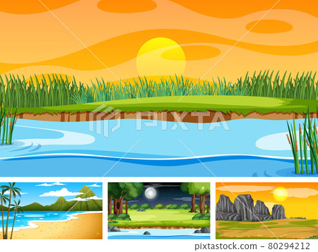 Four different scene of nature park and forest 80294212
