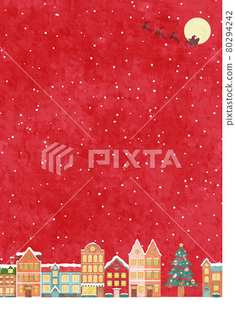 Winter Christmas cityscape vector illustration background (landscape, frame, xmas.X'mas, cityscape, snow) 80294242