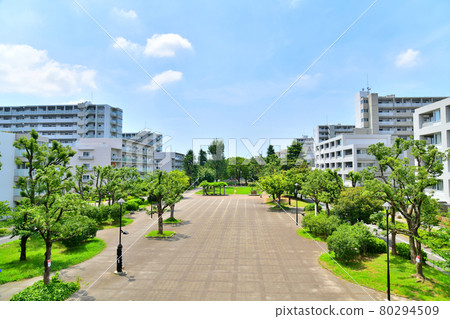 View toward Higashi Ayase Park Waku Waku Square from Kitasanya Bridge (Adachi-ku, Tokyo) [2021.7] 80294509