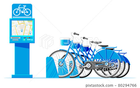 City Bicycle Sharing System Isolated on White. City Bicycle Sharing System Isolated on White. 80294766