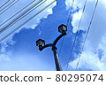 Summer sky, street lights and electric wires 80295074