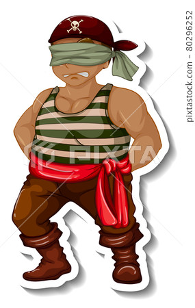 A sticker template with a blindfolded pirate man isolated 80296252