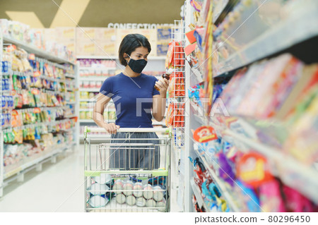 asia woman wearing mask shopping in mall department store asia woman wearing mask shopping in mall department store 80296450