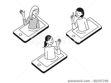 Female simple illustration conversation smartphone Female simple illustration conversation smartphone 80297290