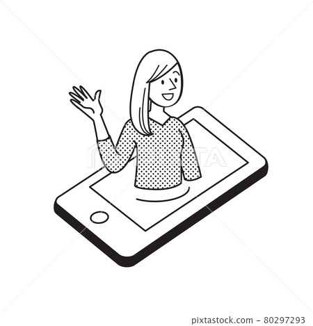 女性簡單插圖對話智能手機 80297293