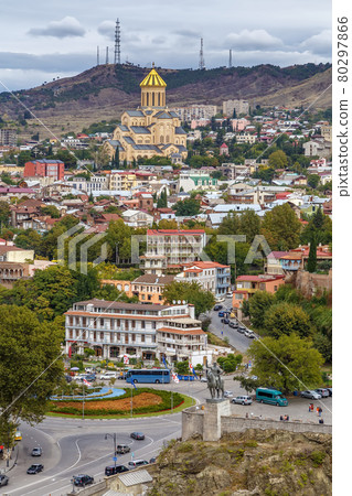 View of Holy Trinity Cathedral of Tbilisi, Georgia 80297866