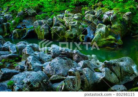 Takachiho Gorge Landscape with continuous malformed rocks Takachiho Gorge Landscape with continuous malformed rocks 80298115