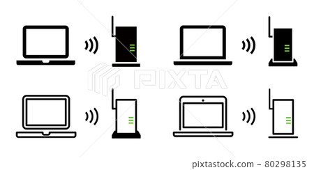 Wi-Fi, router, wifi, internet vector icon illustration material set 80298135