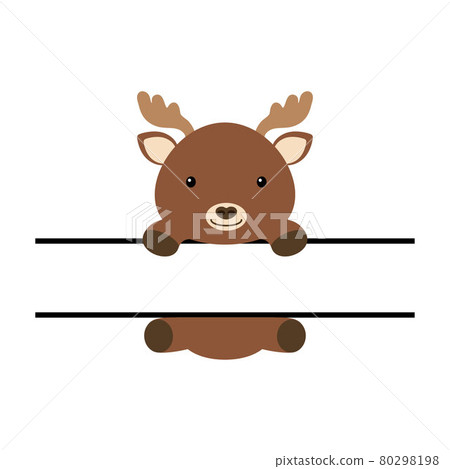 Cute moose split monogram. Funny cartoon... - Stock Illustration [80298198]  - PIXTA