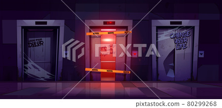 Broken elevators, abandoned lift with damaged door Broken elevators, abandoned lift with damaged door 80299268