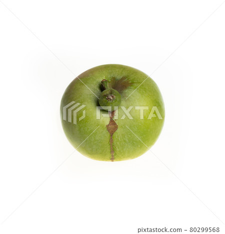 Trendy ugly food concept. Green apple isolated on white background. Fruit with a strange shape. The problem of food waste 80299568