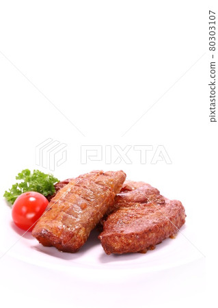 排骨，無骨肉菜，明亮的背景 80303107