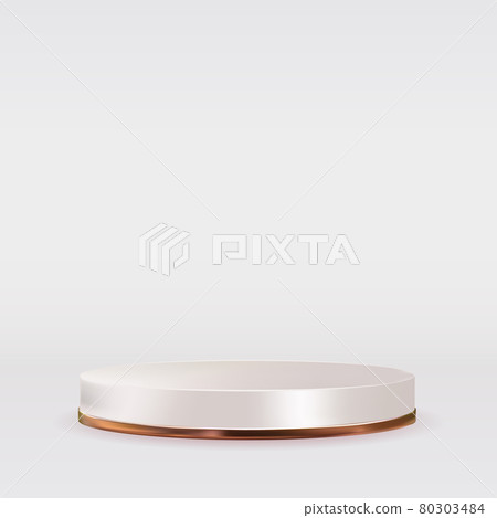 White Podium with golden confetti. Vector Illustration 80303484