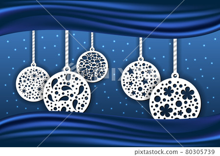 Laser cut balls for Christmas background. Decorative elements for diy craft, New Year and Christmas decor. Paper art, wood or metal cutting, fretwork. Vector illustration Laser cut balls for Christmas background. Decorative elements for diy craft, New Year and Christmas decor. Paper art, wood or metal cutting, fretwork. Vector illustration 80305739