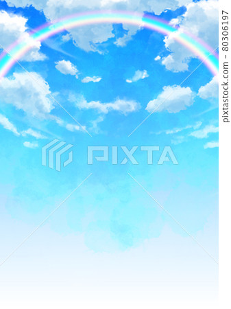 Blue sky and clouds with a deep rainbow 80306197