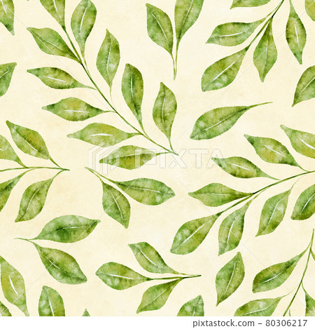 Watercolor floral seamless pattern with green... - Stock Illustration ...
