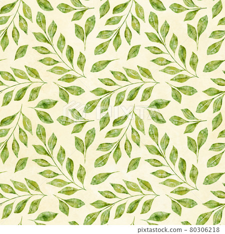 Watercolor floral seamless pattern with green... - Stock Illustration ...