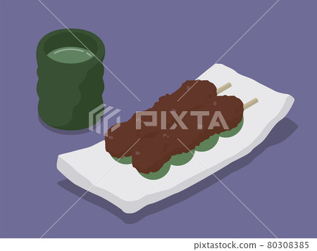 Anko dumpling and tea vector illustration material Anko dumpling and tea vector illustration material 80308385