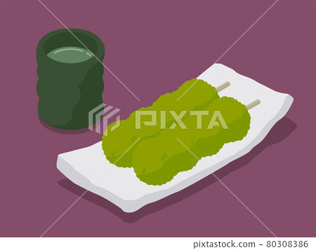 Zunda dumplings and tea vector illustration material Zunda dumplings and tea vector illustration material 80308386