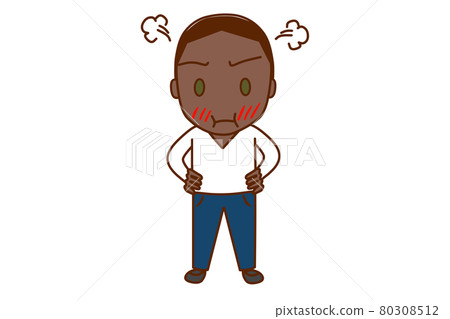 <Whole body / front> An African man who is angry with Punpun and Nio standing <Whole body / front> An African man who is angry with Punpun and Nio standing 80308512