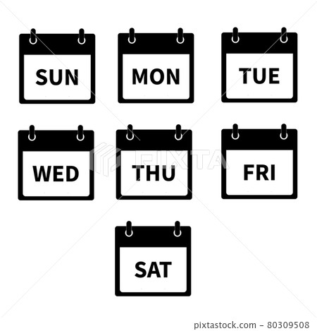 days of the week icon on white background. every day week calendar sign. flat style. 80309508