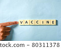 Children hand completing vaccine word on the puzzle 80311378